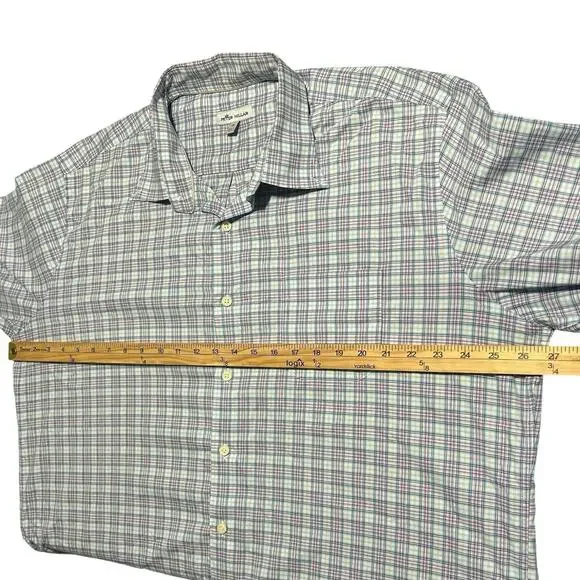 PETER MILLAR Cotton Stripe Button Up Dress Shirt Large Long Sleeve Chest Pocket - Picture 7 of 9